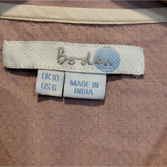 Boden Tan Peter Pan Collar Short Sleeve Cottage Prarie Peasant Button Up Top 6 - Picture 5 of 6